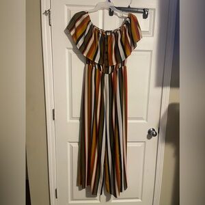 Multi-colored Off the Shoulder Jumpsuit